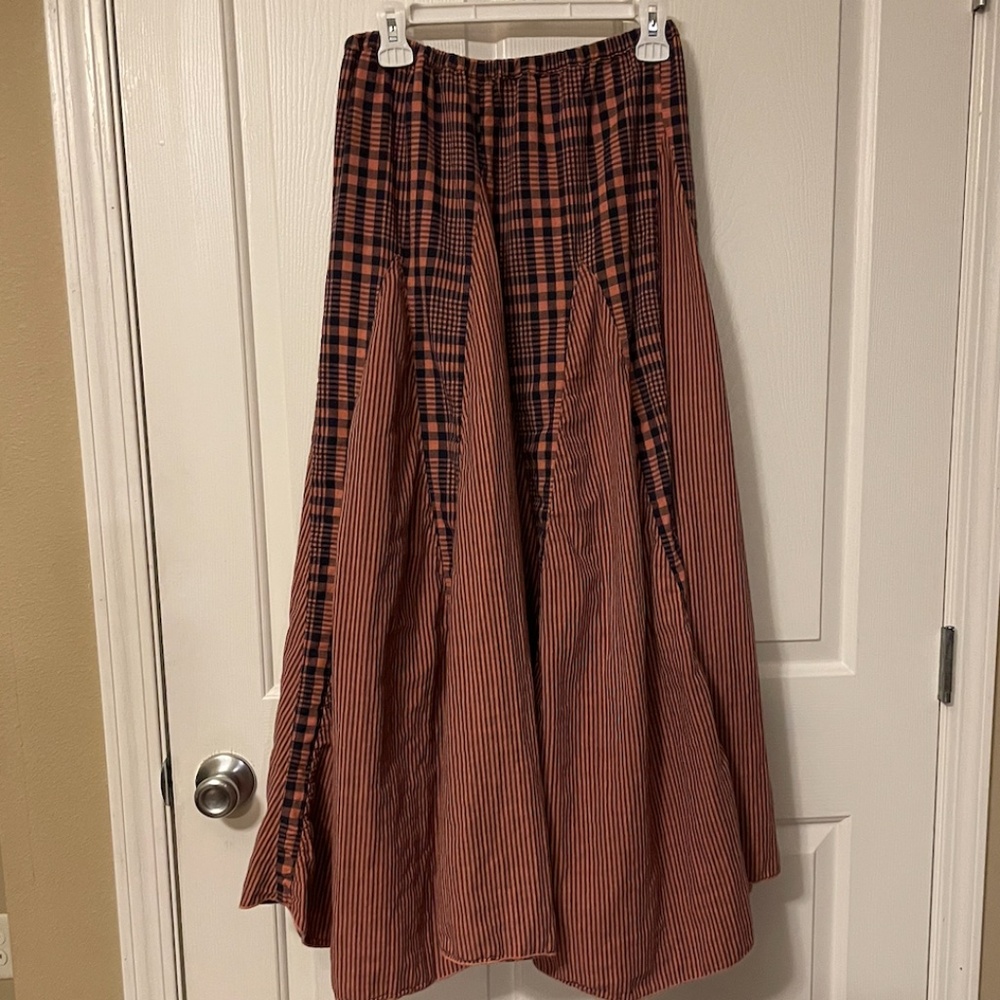 Free People Plaid and Striped Skirt